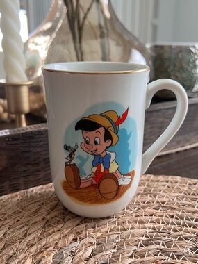 Vintage The Disney Collection Classic 12 oz Mug Pinocchio Gold Rim by Disney